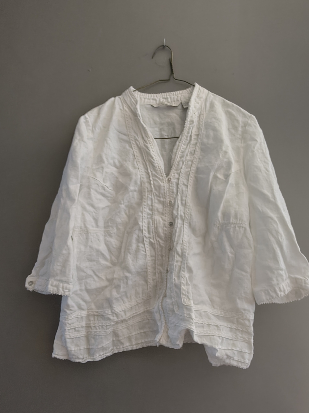 Tweeds White Button-Front Linen Shirt